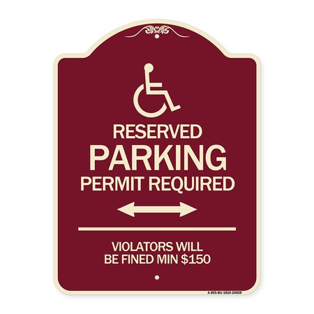 Signmission Connecticut Reserved Parking Permit Required Violators Fined Min $150 Alum, 24" x 18", BU-1824-24659 A-DES-BU-1824-24659